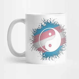 Paint Splatter Transgender Pride Flag Yin and Yang Symbol Mug